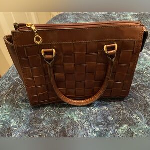 Elegant Brown Woven Handbag